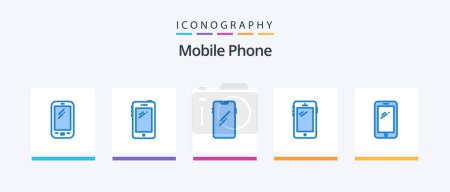 Ilustración de Mobile Phone Blue 5 Icon Pack Including .. Creative Icons Design - Imagen libre de derechos