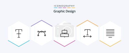 Téléchargez les illustrations : Design 25 Line icon pack including . horizontal. . center - en licence libre de droit