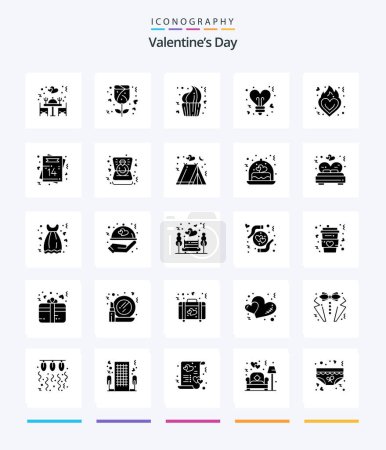 Illustration for Creative Valentines Day 25 Glyph Solid Black icon pack  Such As love. valentines. cake. stars. bulb - Royalty Free Image
