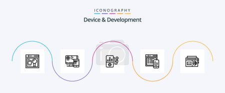 Ilustración de Device And Development Line 5 Icon Pack Incluyendo música. Cinta. música. Móvil. diseño - Imagen libre de derechos