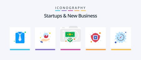 Illustration for Startups And New Business Flat 5 Icon Pack Including insurance. secure. currency. safe. payment. Creative Icons Design - Royalty Free Image