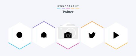 Ilustración de Twitter 25 Paquete de iconos de Glyph incluyendo. Vídeo. Imagen. Juega. social - Imagen libre de derechos