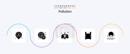 Ilustración de Pollution Glyph 5 Icon Pack Including radioactive. pipe. lungs. pollution. gas - Imagen libre de derechos