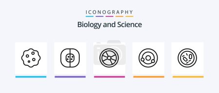 Ilustración de Biology Line 5 Icon Pack Incluye bacteria. medicina. experimento. Biología. pelo enfermo. Diseño de iconos creativos - Imagen libre de derechos