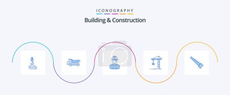 Ilustración de Edificio y construcción Blue 5 Icon Pack Incluyendo la construcción. edificio. construcción. Grúa. ingeniero - Imagen libre de derechos