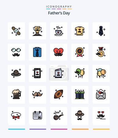 Illustration for Creative Fathers Day 25 Line FIlled icon pack  Such As dress code. shirt. coffee. fathers day. dad - Royalty Free Image