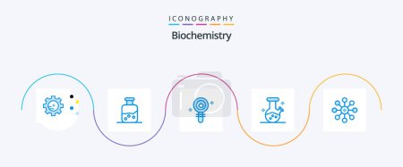Ilustración de Bioquímica Blue 5 Icon Pack Incluyendo celular. bioquímica. Biología. Poción. frasco de demostración - Imagen libre de derechos