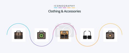 Illustration for Clothing and Accessories Line Filled Flat 5 Icon Pack Including . view. - Royalty Free Image