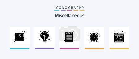 Illustration for Miscellaneous Glyph 5 Icon Pack Including development. book. watch. alarm. Creative Icons Design - Royalty Free Image