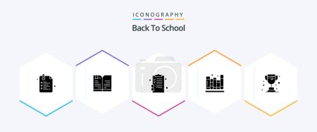 Téléchargez les illustrations : Back To School 25 Glyph icon pack including school. library. back to school. education. back to school - en licence libre de droit