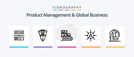 Illustration for Product Managment And Global Business Line 5 Icon Pack Including filtering. data. sdk. hacking. growth. Creative Icons Design - Royalty Free Image