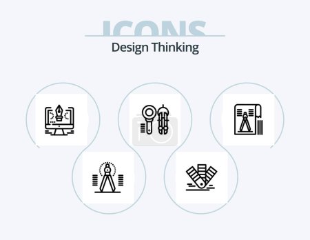 Illustration for Design Thinking Line Icon Pack 5 Icon Design. website. browser. pen. stationary. mind - Royalty Free Image