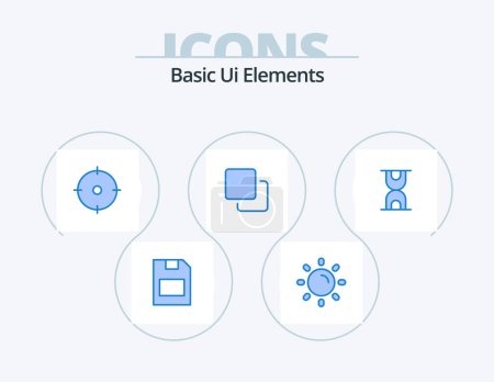 Téléchargez les illustrations : Basic Ui Elements Blue Icon Pack 5 Icon Design. heure. pile. archer. quadruple. quatre - en licence libre de droit