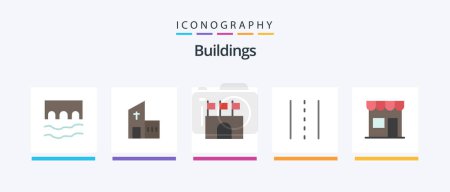 Ilustración de Buildings Flat 5 Icon Pack Including lines. driveway. modern. stadium. public. Creative Icons Design - Imagen libre de derechos