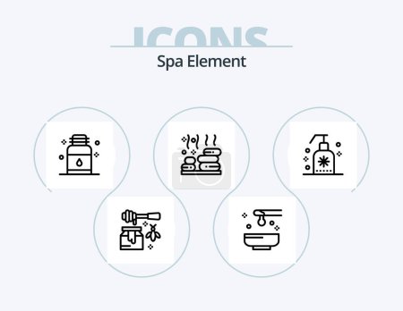 Téléchargez les illustrations : Spa Element Line Icon Pack 5 Icon Design. des pierres. Du calme. spa. massages. salon - en licence libre de droit