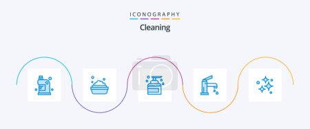 Ilustración de Cleaning Blue 5 Icon Pack Including shower. cleaning. cleaning. bathroom. spray - Imagen libre de derechos