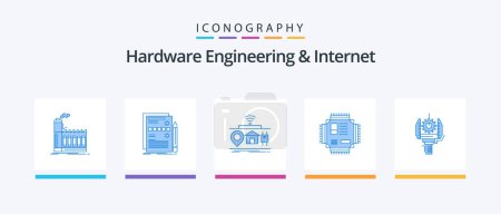 Illustration for Hardware Engineering And Internet Blue 5 Icon Pack Including microchip. chip. hardware. things. internet. Creative Icons Design - Royalty Free Image