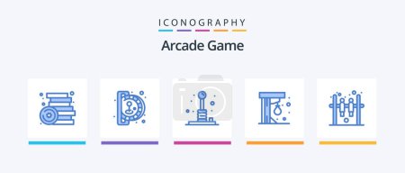 Illustration for Arcade Blue 5 Icon Pack Including play. fun. play. punching ball. play. Creative Icons Design - Royalty Free Image