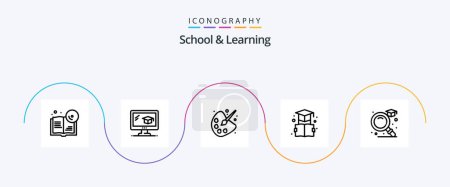 Illustration for School And Learning Line 5 Icon Pack Including graduation. education. drawing. graduation. bookmark - Royalty Free Image