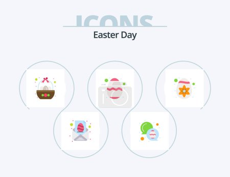 Téléchargez les illustrations : Easter Flat Icon Pack 5 Icon Design. festival. egg. egg. easter. easter - en licence libre de droit