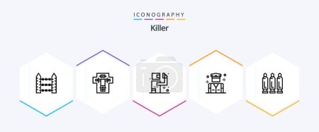 Illustration for Killer 25 Line icon pack including security. people. electric. business. kill - Royalty Free Image