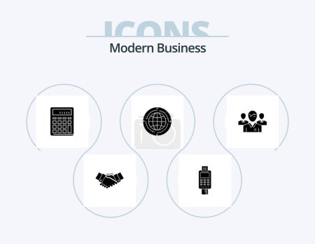 Téléchargez les illustrations : Modern Business Glyph Icon Pack 5 Icon Design. financial. business. card. accounting. payment - en licence libre de droit