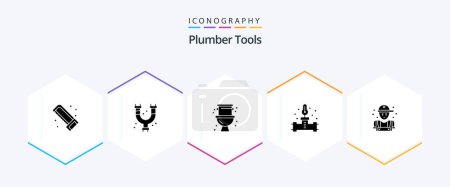 Illustration for Plumber 25 Glyph icon pack including mechanic. temperature. mechanical. plumbing. pipe - Royalty Free Image