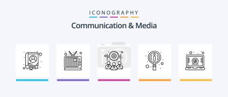Ilustración de Comunicación y Media Line 5 Icon Pack Incluyendo web. charla. Imagen. sms. Mensaje. Diseño de iconos creativos - Imagen libre de derechos