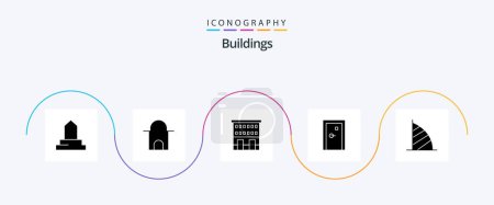 Ilustración de Buildings Glyph 5 Icon Pack Including uae monument. dubai. shops. burj al arab. exit - Imagen libre de derechos