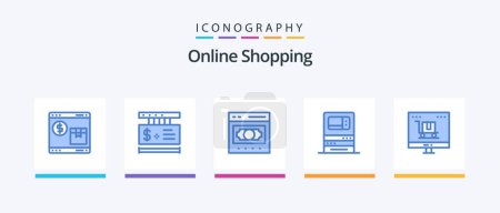 Ilustración de Online Shopping Blue 5 Icon Pack Including money. bank. shopping. atm. money. Creative Icons Design - Imagen libre de derechos