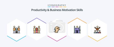Illustration for Productivity And Business Motivation Skills 25 FilledLine icon pack including human. performance. partners. provider. leader - Royalty Free Image