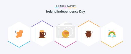 Téléchargez les illustrations : Ireland Independence Day 25 Flat icon pack including celebrate. metal. football. luck. fortune - en licence libre de droit