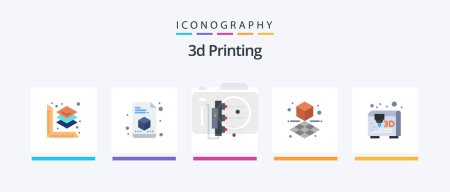 Ilustración de 3d impresión plana 5 paquete de iconos incluyendo el modelado. Forma. fábrica. impresión. d. Diseño de iconos creativos - Imagen libre de derechos