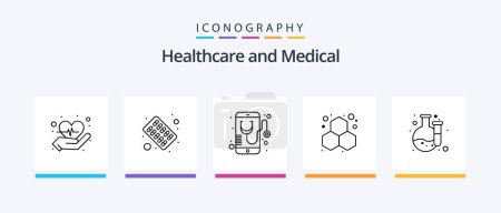 Illustration for Medical Line 5 Icon Pack Including online. laboratory. online. lab. open capsule. Creative Icons Design - Royalty Free Image