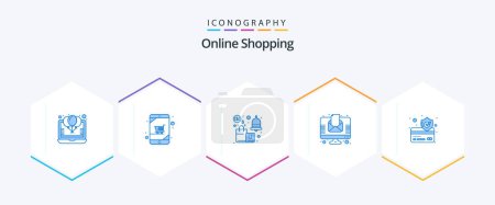 Illustration for Online Shopping 25 Blue icon pack including news. shopping. online shop. savings. notification - Royalty Free Image