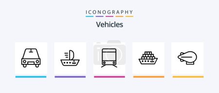 Téléchargez les illustrations : Vehicles Line 5 Icon Pack Including . vessel. airship. liner. hot. Creative Icons Design - en licence libre de droit