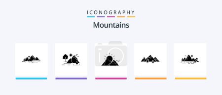 Téléchargez les illustrations : Pack d'icônes Glyphe 5 Montagnes inclus. la nature. arbre. paysage. Icônes créatives Design - en licence libre de droit
