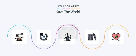 Illustration for Save The World Line Filled Flat 5 Icon Pack Including trash. environment. recycle. ecology. power - Royalty Free Image