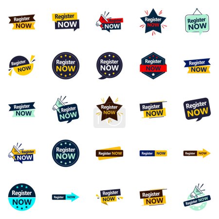 Ilustración de 25 Versatile Typographic Banners for promoting registration across platforms - Imagen libre de derechos