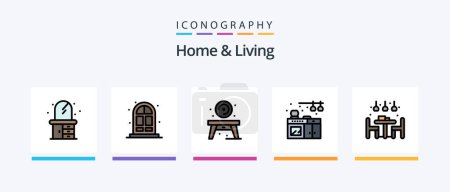 Illustration for Home And Living Line Filled 5 Icon Pack Including . bookshelf. living. living. lump. Creative Icons Design - Royalty Free Image
