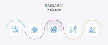 Ilustración de Navigation Blue 5 Icon Pack Including location. sign. location. route. location - Imagen libre de derechos