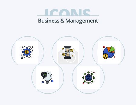 Illustration for Business And Management Line Filled Icon Pack 5 Icon Design. money. hand. achievement. cash back. target - Royalty Free Image