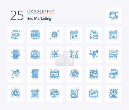 Illustration for Seo Marketing 25 Blue Color icon pack including box. marketing. marketing. browser seo. http - Royalty Free Image