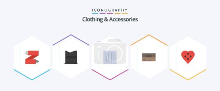 Téléchargez les illustrations : Clothing and Accessories 25 Flat icon pack including wallet. fashion. web. accessories. dry - en licence libre de droit