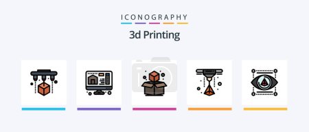 Ilustración de 3d Printing Line Filled 5 Icon Pack Including webd. blueprint. model. blue. printing. Creative Icons Design - Imagen libre de derechos
