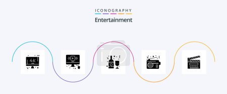 Ilustración de Entertainment Glyph 5 Icon Pack Including device. radio. web. wine. bottle - Imagen libre de derechos