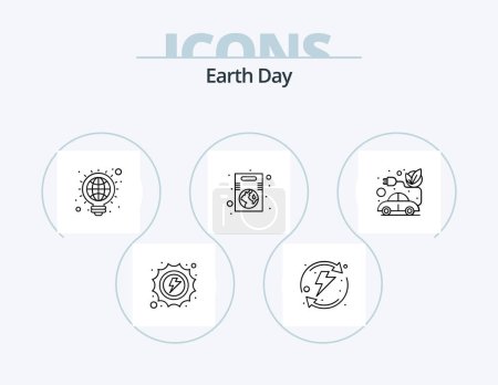 Illustration for Earth Day Line Icon Pack 5 Icon Design. ecology. reuse. protection. recycle. save water - Royalty Free Image