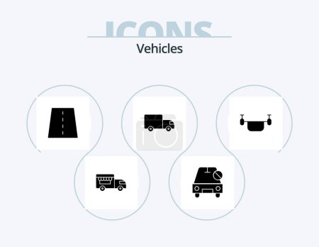 Téléchargez les illustrations : Vehicles Glyph Icon Pack 5 Icon Design. air. transport. bridge. logistics. highway - en licence libre de droit