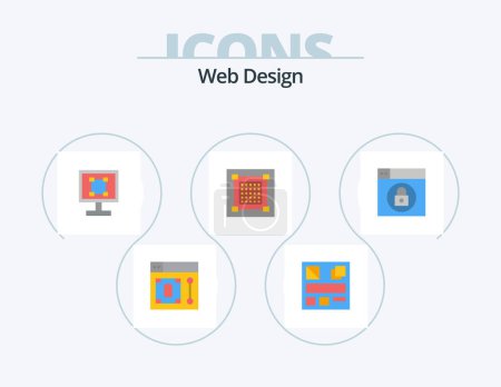 Ilustración de Diseño Web Flat Icon Pack 5 Icon Design. web. gráfico. gráficos. Diseñador. creativo - Imagen libre de derechos