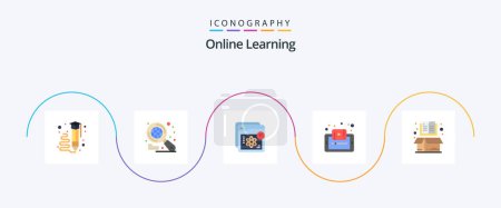 Illustration for Online Learning Flat 5 Icon Pack Including tutorials. mobile. website. e-learning. learning - Royalty Free Image